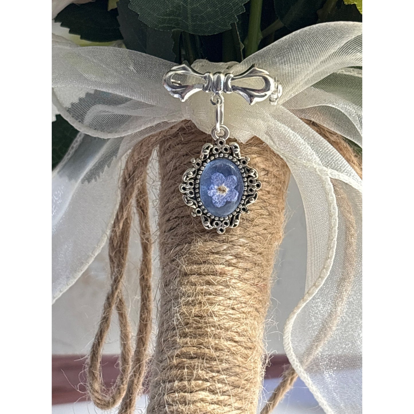 Handmade Forget-Me-Not Bouquet Charm – “Something Blue” Bridal Keepsake or Mourning Jewelry