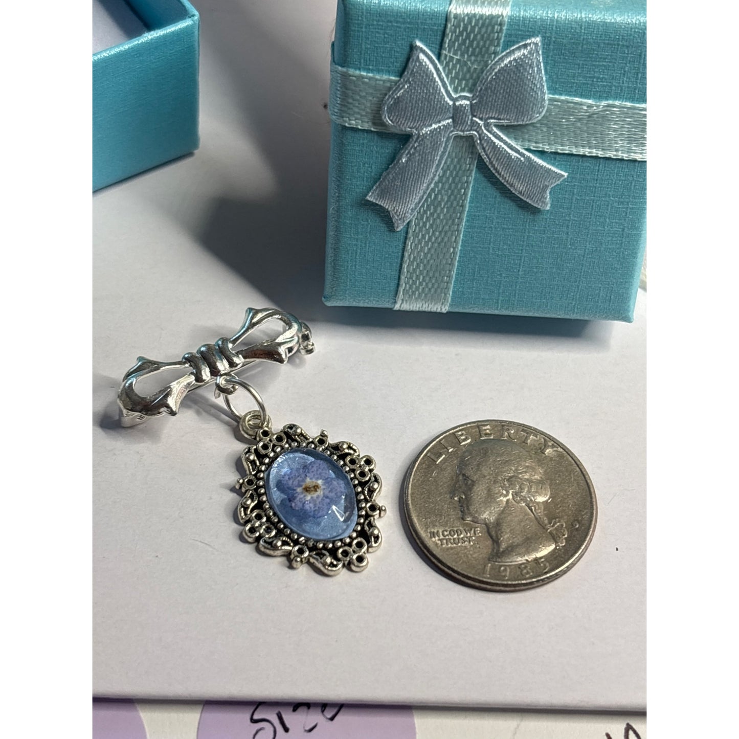 Handmade Forget-Me-Not Bouquet Charm – “Something Blue” Bridal Keepsake or Mourning Jewelry