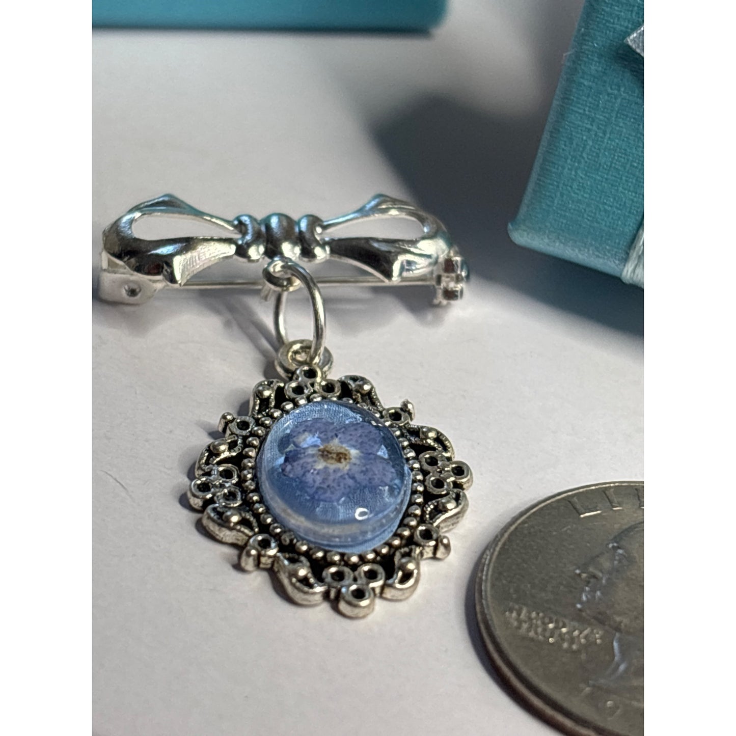 Handmade Forget-Me-Not Bouquet Charm – “Something Blue” Bridal Keepsake or Mourning Jewelry