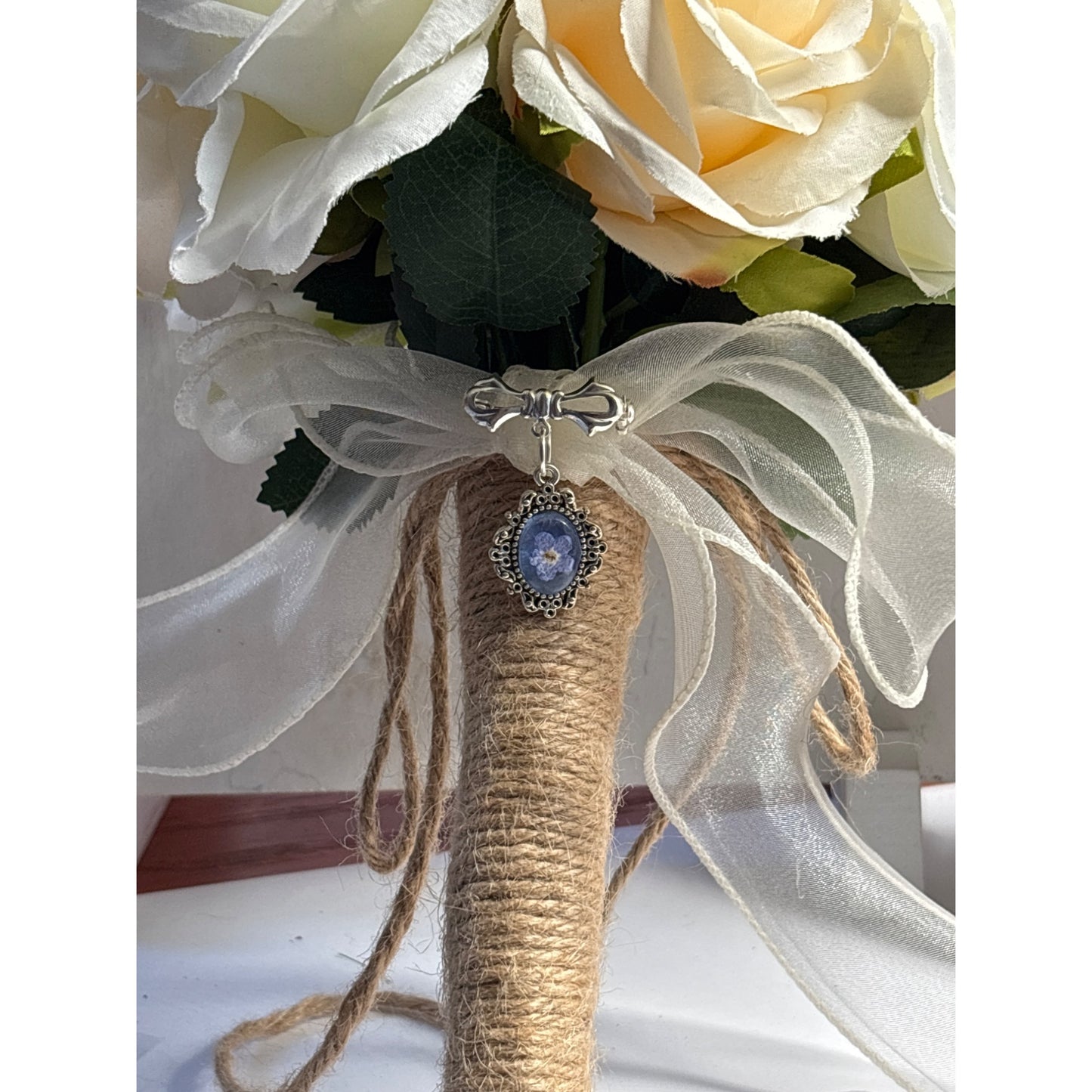 Handmade Forget-Me-Not Bouquet Charm – “Something Blue” Bridal Keepsake or Mourning Jewelry