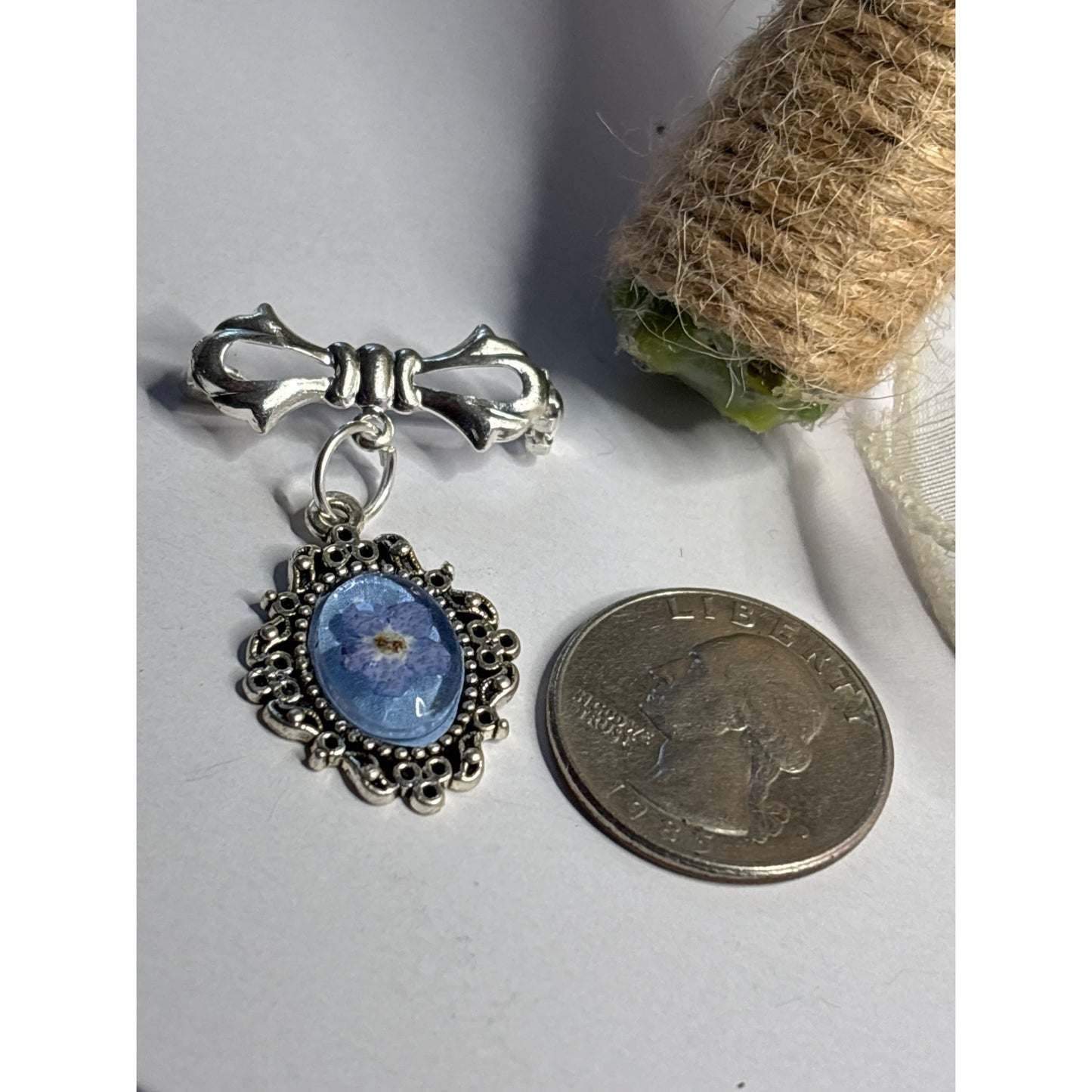 Handmade Forget-Me-Not Bouquet Charm – “Something Blue” Bridal Keepsake or Mourning Jewelry
