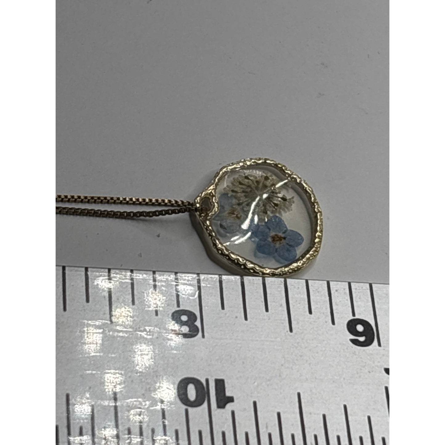 Vintage Danecraft 925 Gold-Plated Chain: Pressed Forget-Me-Knot Pendant Necklace