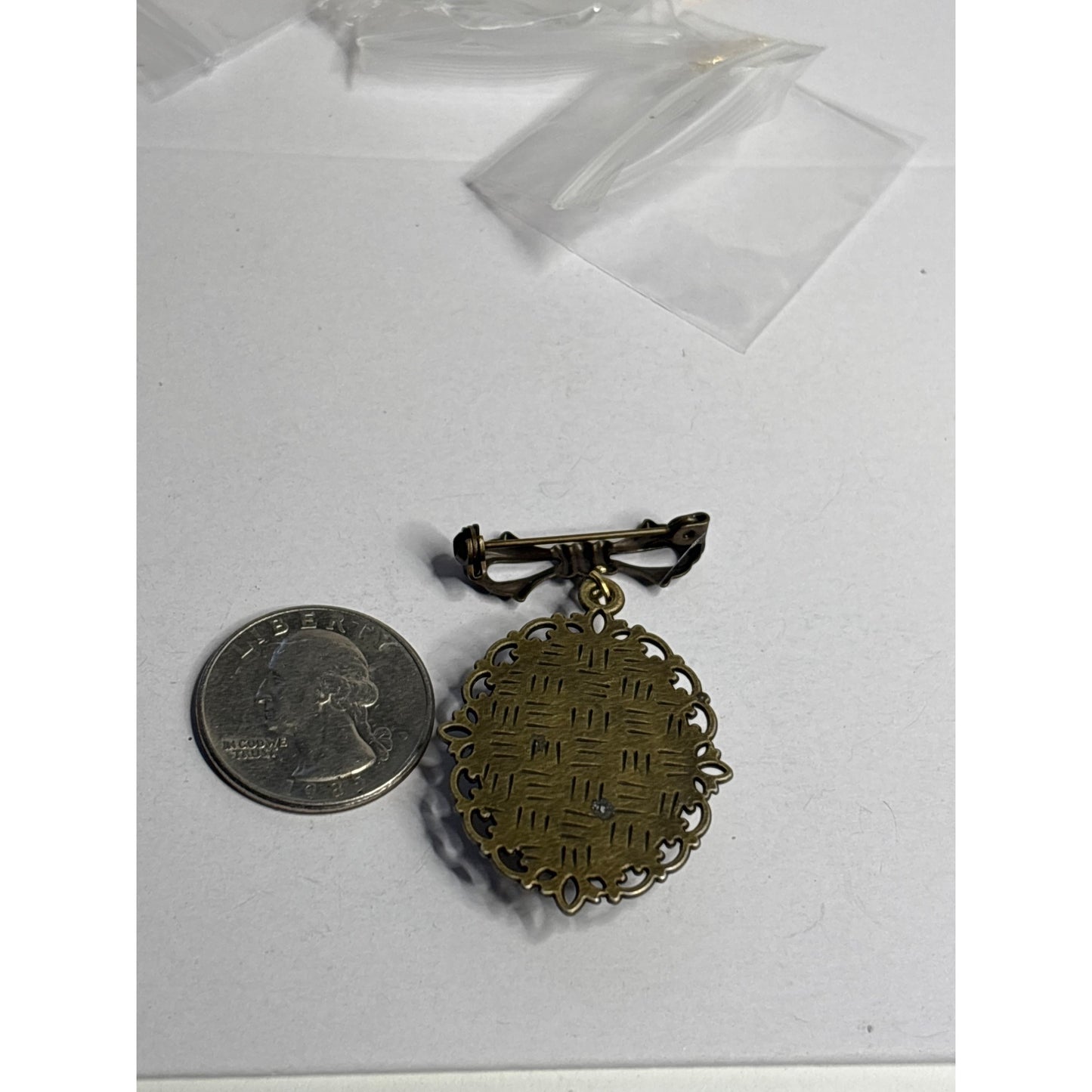 Vintage Mother & Child Stamp Brooch with Real Dried Flowers — 18x25mm Pendant | Bridal Bouquet Charm • Memorial Jewelry