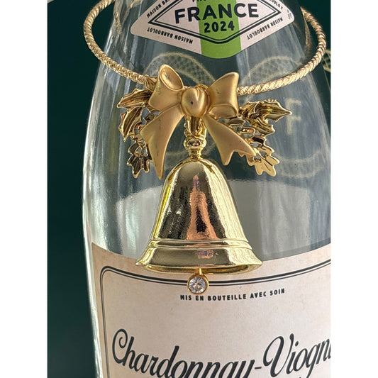 Golden Bell & Ribbon | Wine Bottle Jewelry by Reimagined from the Chateau | Handcrafted with Love