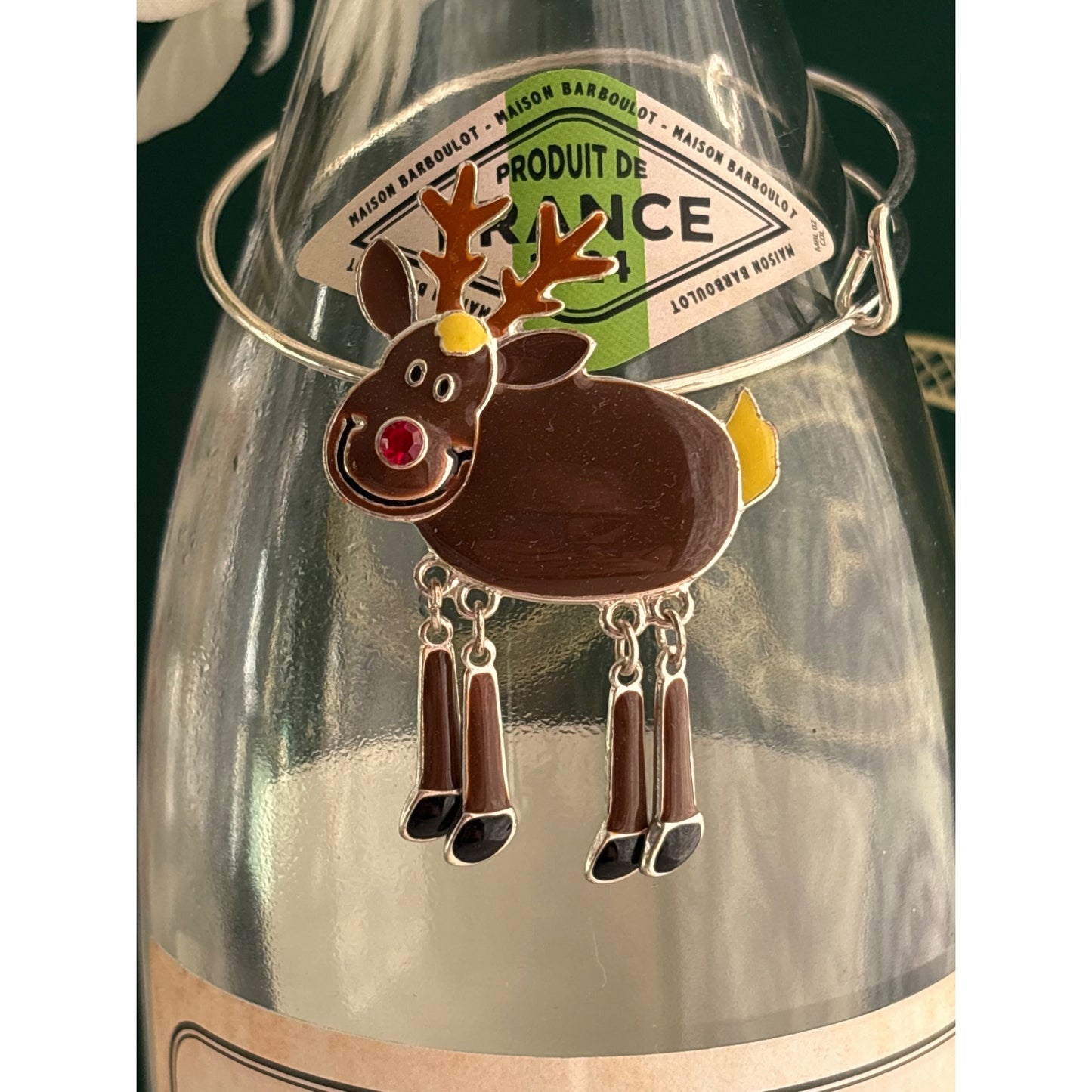 Funny Brown Reindeer |Wine Bottle Jewelry by Reimagined from the Chateau | Handcrafted with Love