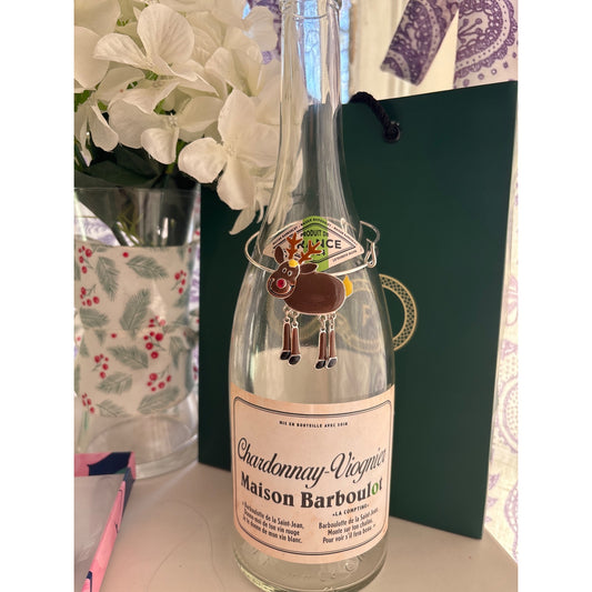 Funny Brown Reindeer |Wine Bottle Jewelry by Reimagined from the Chateau | Handcrafted with Love