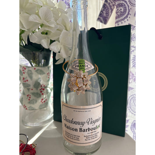 3-D Rhinestone Bow | Wine Bottle Jewelry by Reimagined from the Chateau | Handcrafted with Love