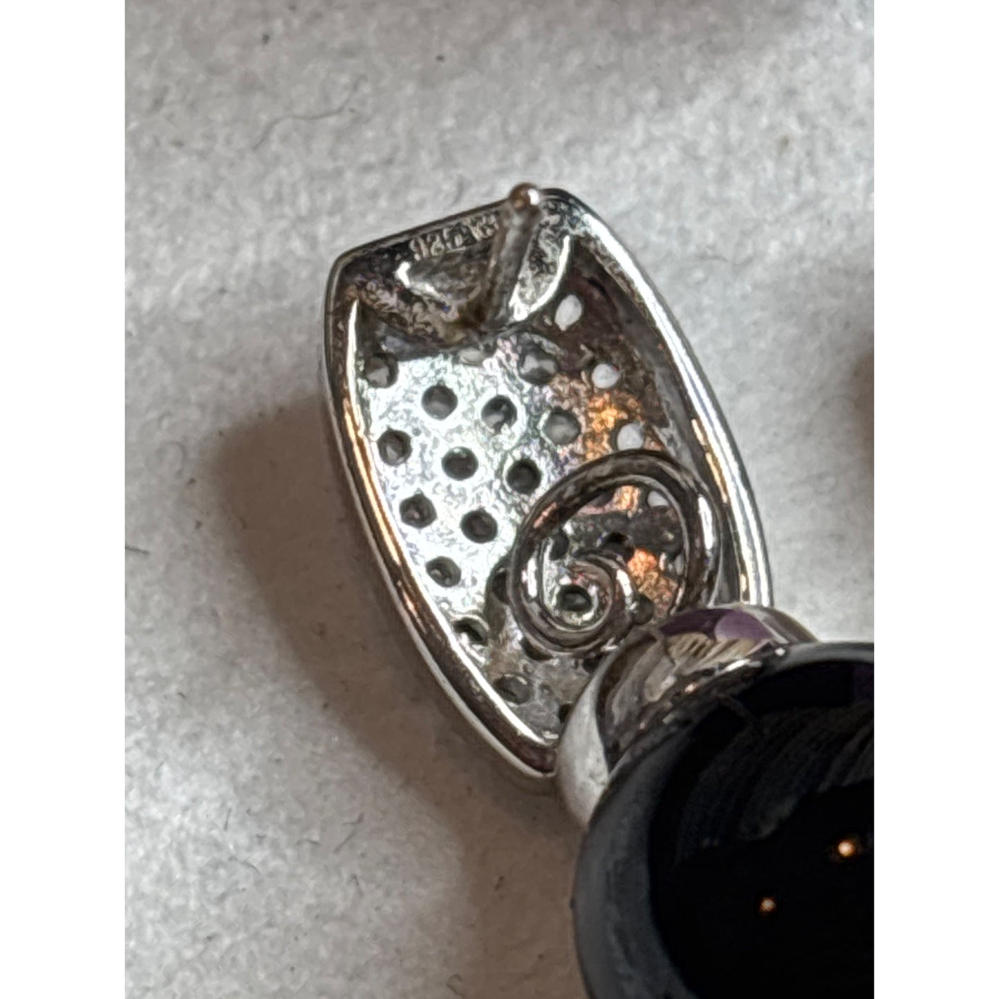 Sterling Silver 925 Black Onyx Drop Earrings With Pave Crystal Accents Vintage-Inspired Design