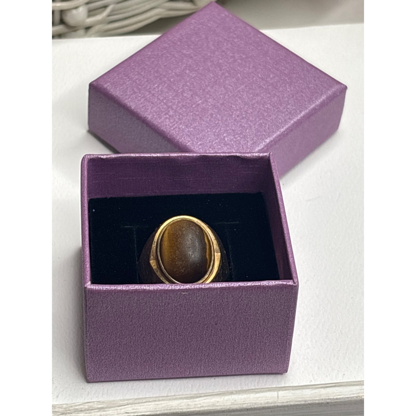 Vintage 10K Gold Filled Tigers Eye Ring Size 9 Oval Stone Classic Design