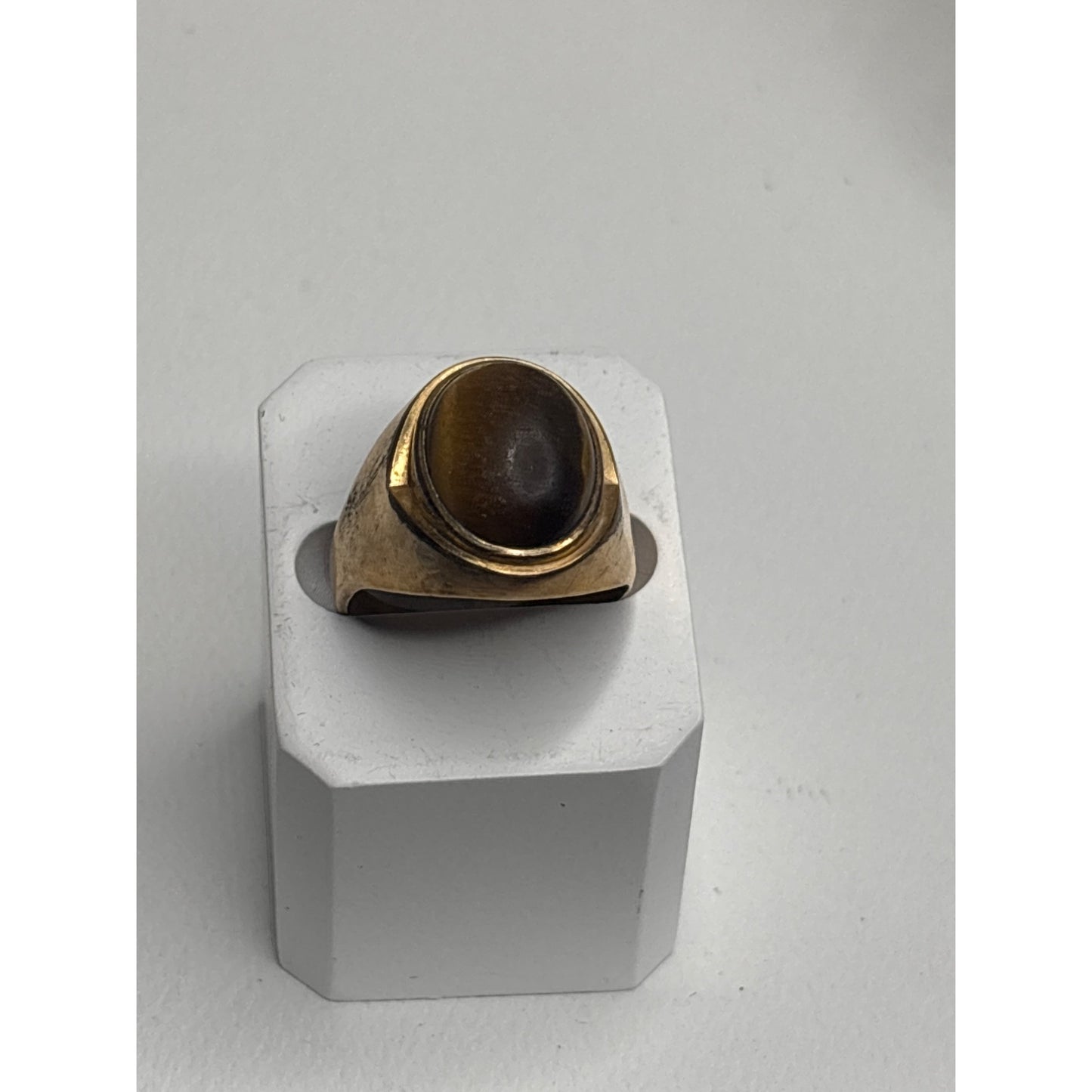 Vintage 10K Gold Filled Tigers Eye Ring Size 9 Oval Stone Classic Design