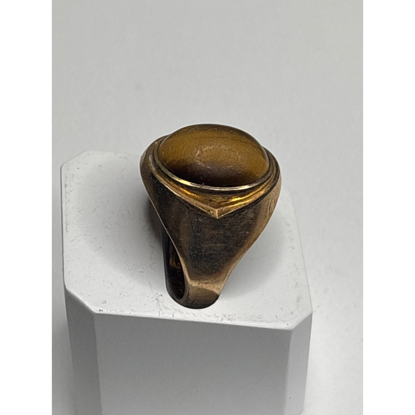 Vintage 10K Gold Filled Tigers Eye Ring Size 9 Oval Stone Classic Design