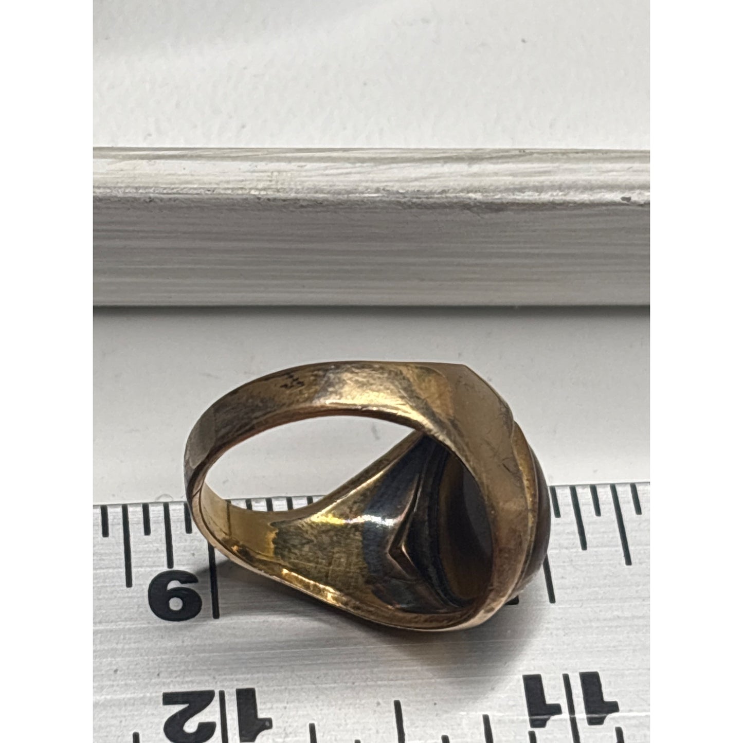 Vintage 10K Gold Filled Tigers Eye Ring Size 9 Oval Stone Classic Design