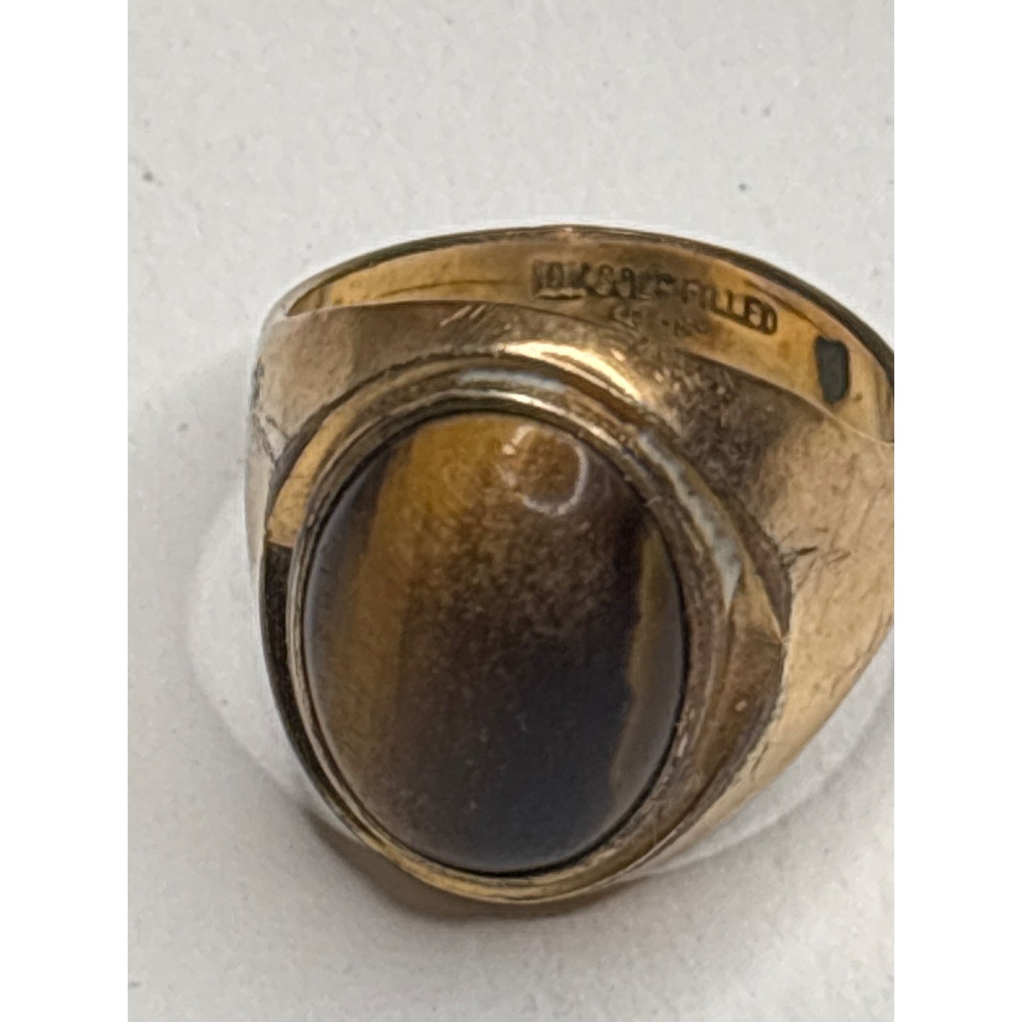 Vintage 10K Gold Filled Tigers Eye Ring Size 9 Oval Stone Classic Design