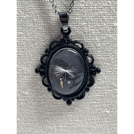 Single Dandelion Seed Necklace — 18x25mm Resin Pendant | Wish Necklace • Nature Jewelry • Handcrafted in San Diego