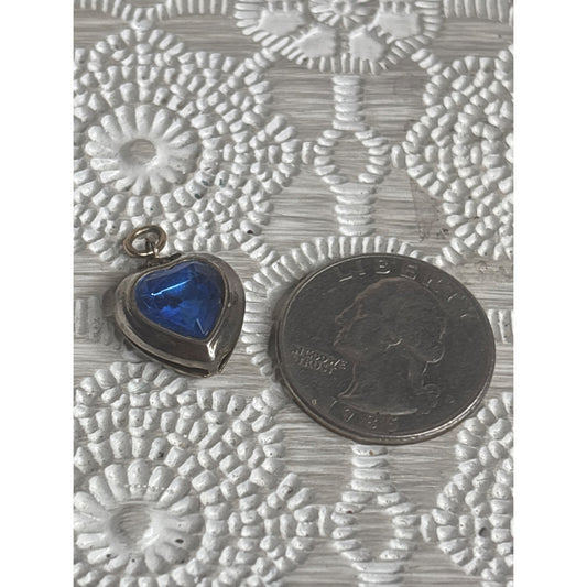 Photo Locket: Blue Glass Heart Pendant