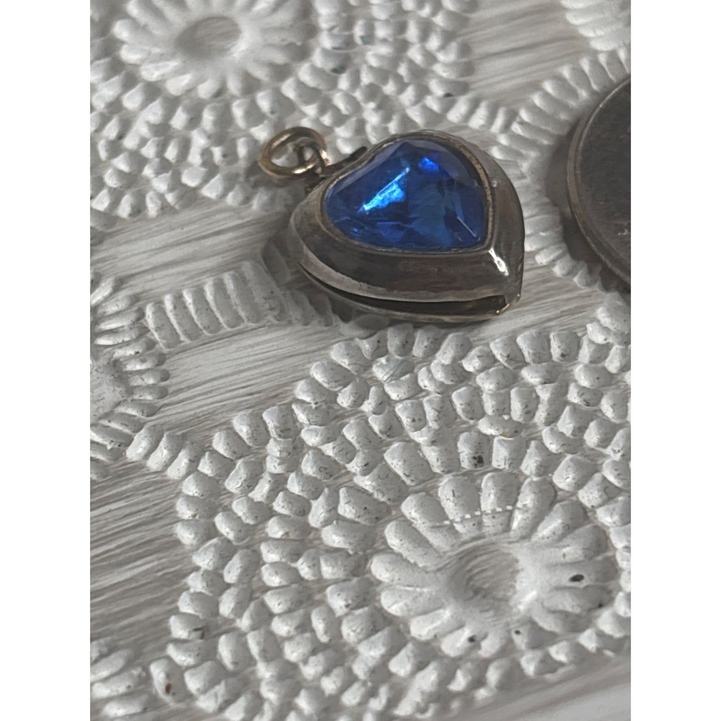 Photo Locket: Blue Glass Heart Pendant