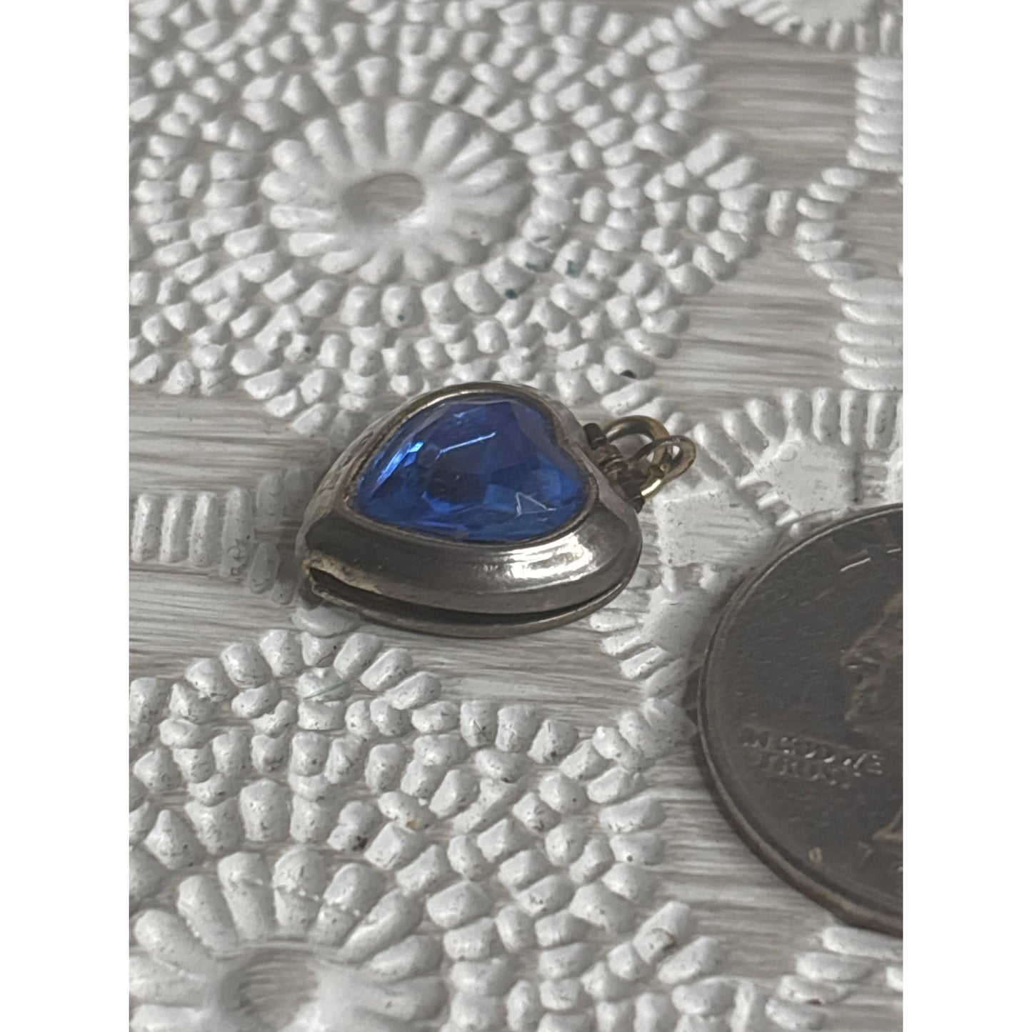Photo Locket: Blue Glass Heart Pendant