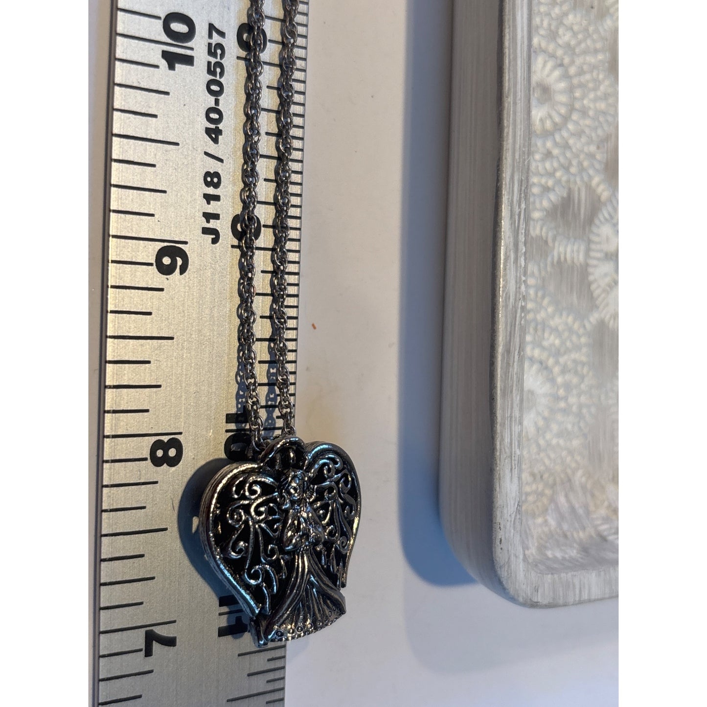 Prayer Locket: Vintage Camco Silver-Tone Angel Filigree Design & Chain