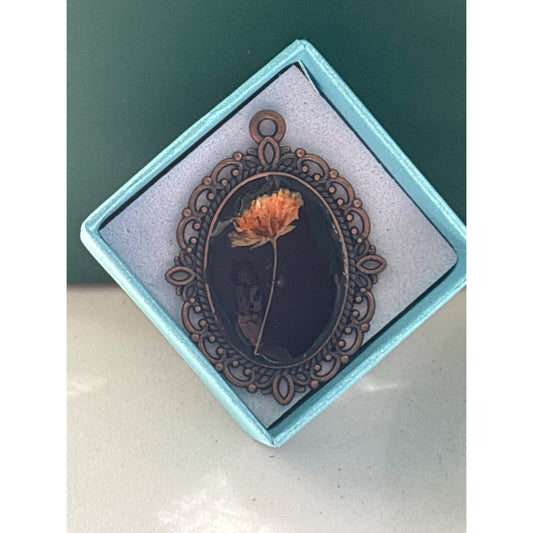 Mourning Flower Necklace — Real Pressed Yellow Bloom Preserved in Resin | Keepsake Jewelry |Bridal Bouquet Charm