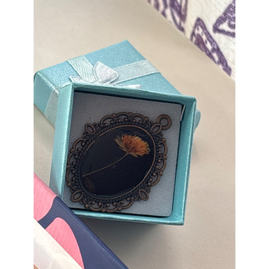 Mourning Flower Necklace — Real Pressed Yellow Bloom Preserved in Resin | Keepsake Jewelry |Bridal Bouquet Charm