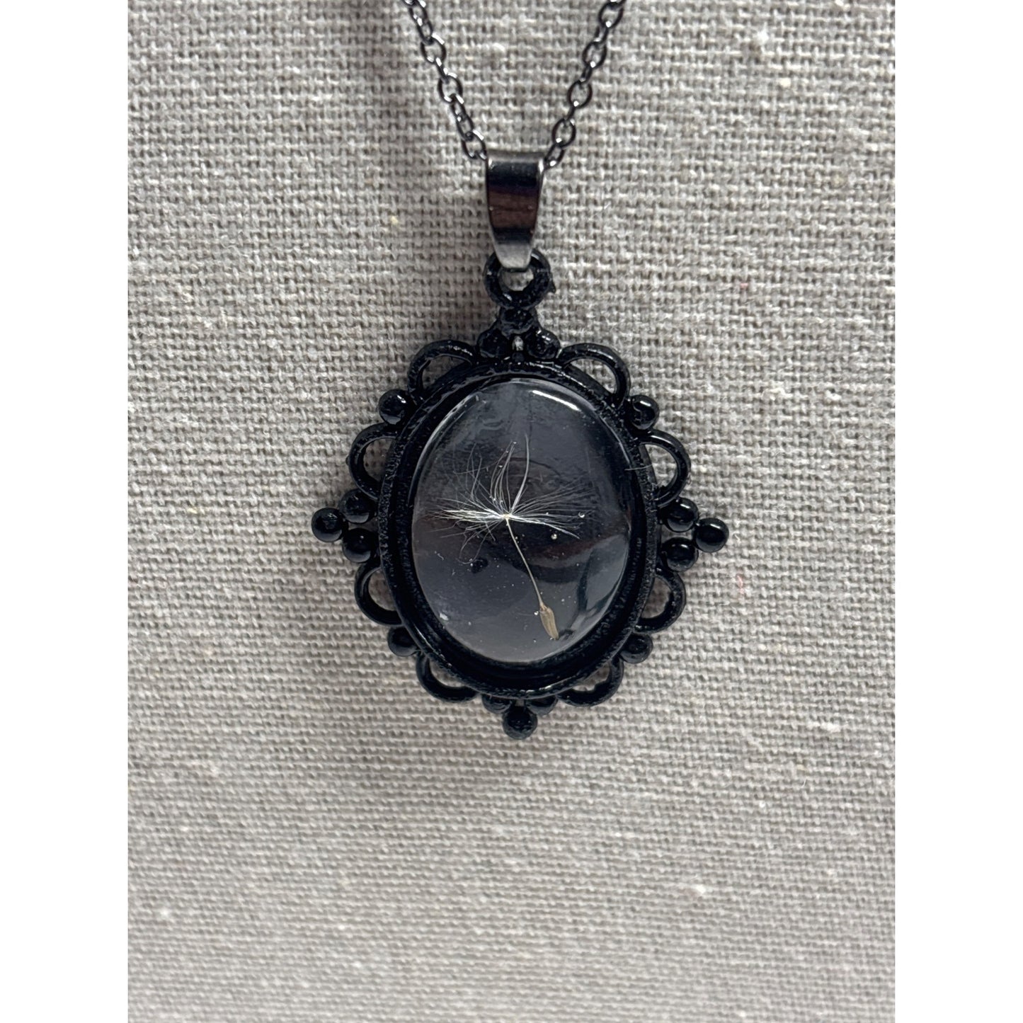 Single Dandelion Seed Necklace — 18x25mm Resin Pendant | Wish Necklace • Nature Jewelry • Handcrafted