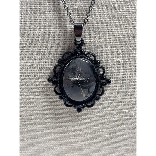 Single Dandelion Seed Necklace — 18x25mm Resin Pendant | Wish Necklace • Nature Jewelry • Handcrafted