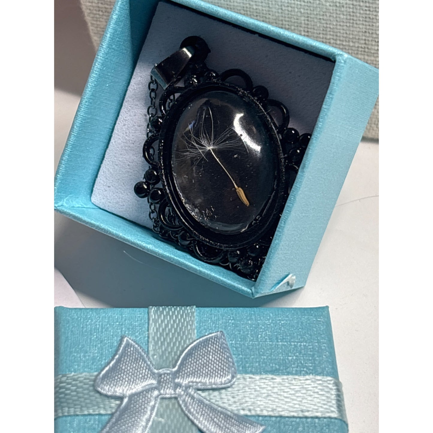 Single Dandelion Seed Necklace — 18x25mm Resin Pendant | Wish Necklace • Nature Jewelry • Handcrafted