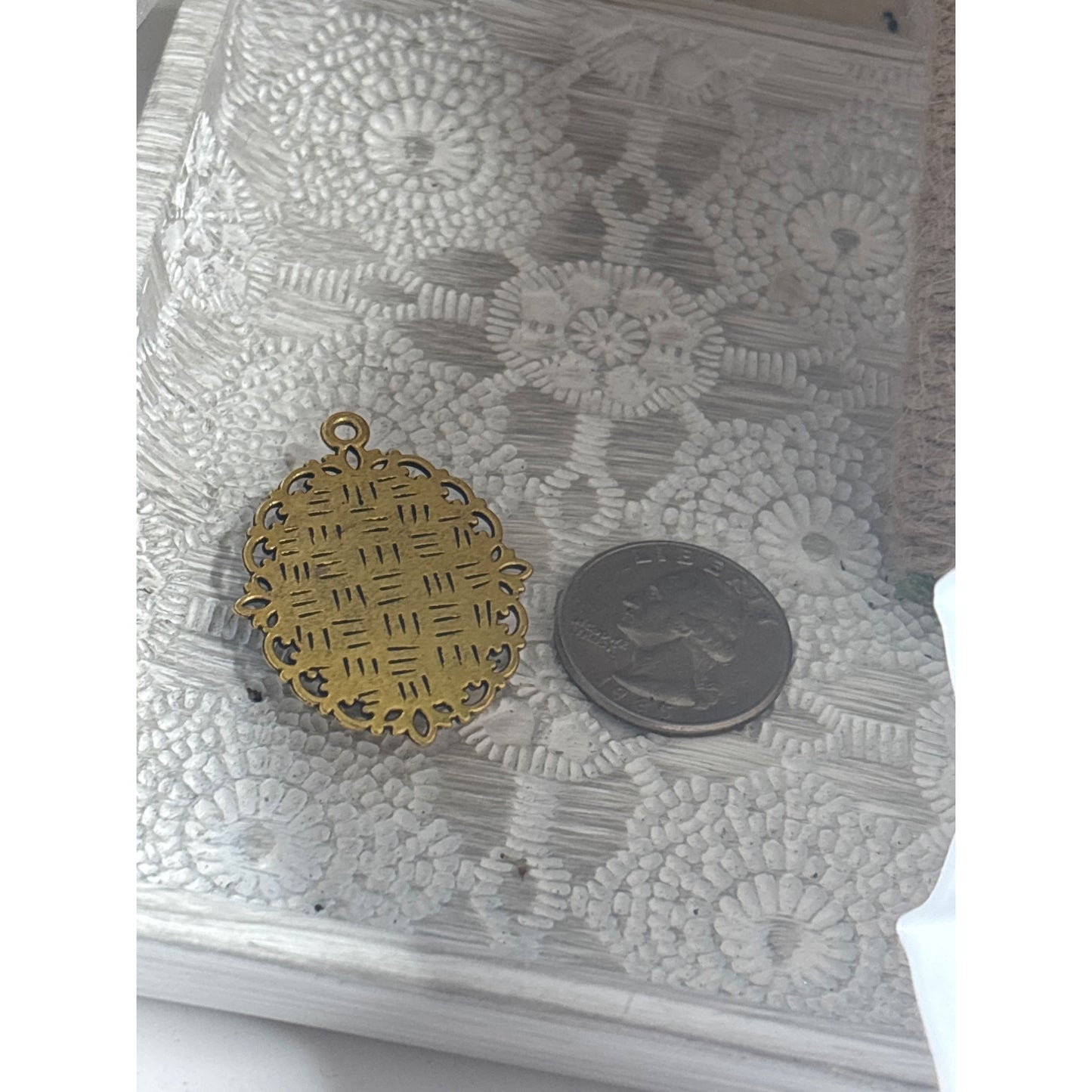 Handmade Oval Brass Pendant Real Purple Wildflower Sprig Nature's Poetry