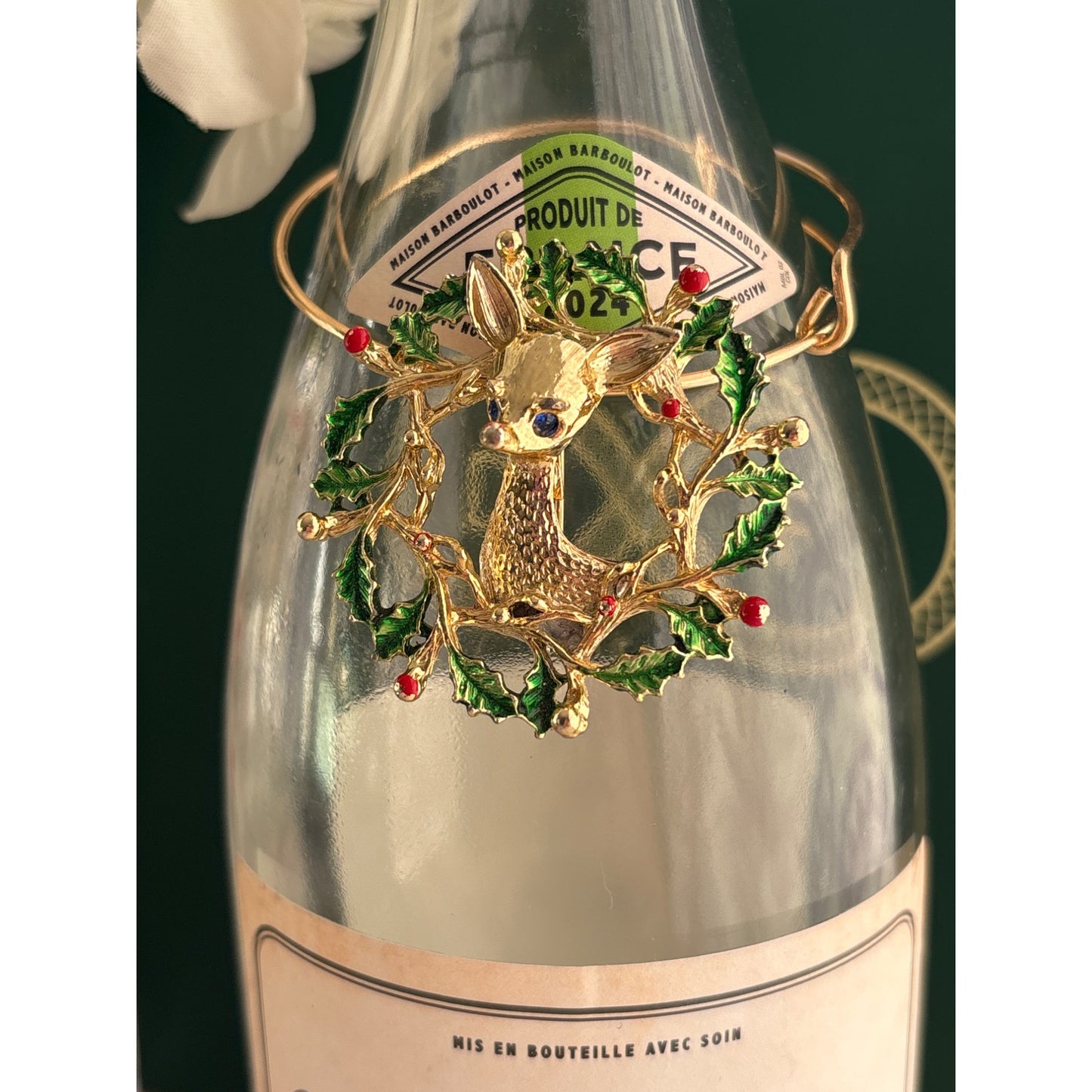 Reindeer Wreath | Wine Bottle Jewelry by Reimagined from the Chateau | Handcrafted with Love