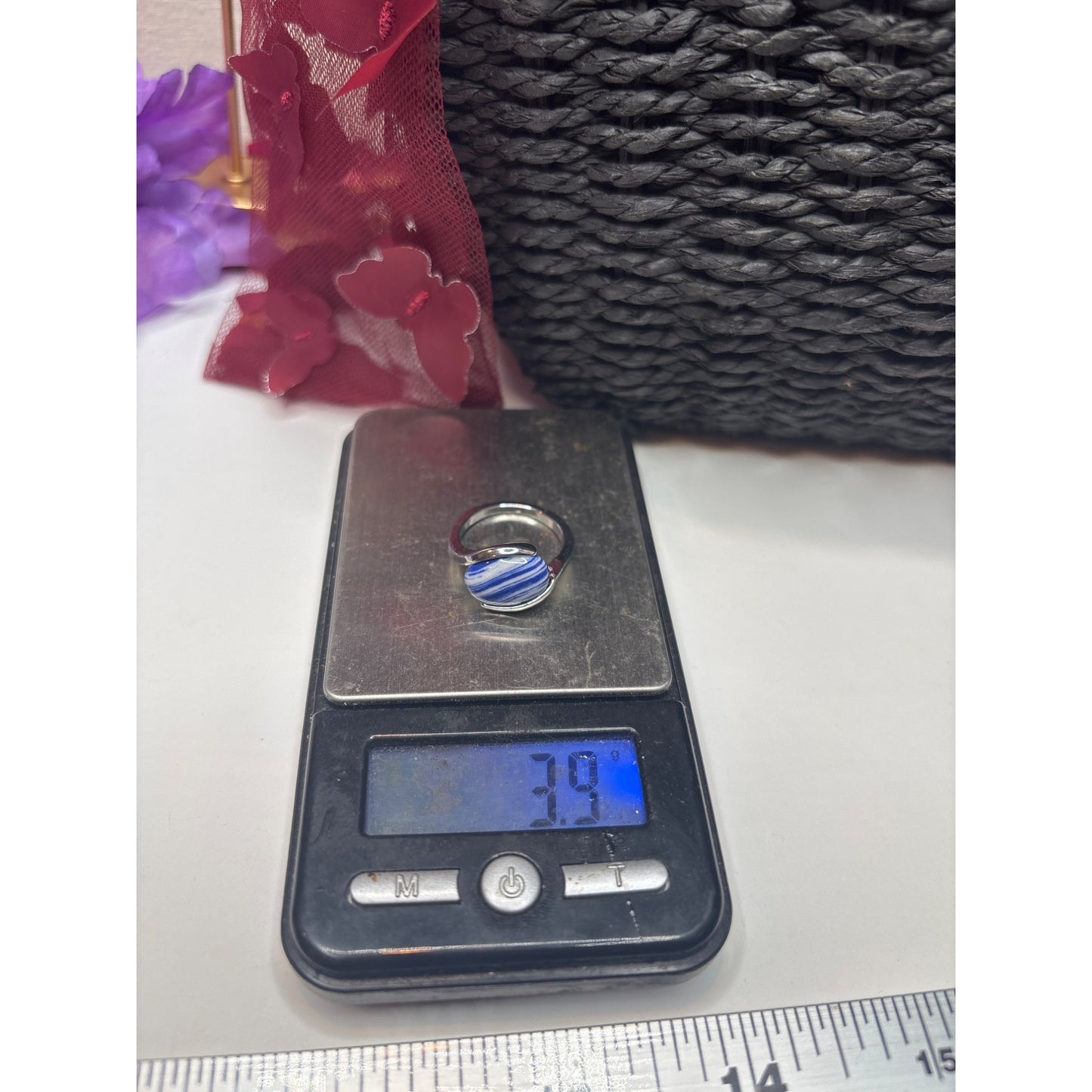 Silvertone Rings With Blue Agate & Lapis Lazuli Stones Size 8.25 and 10.25