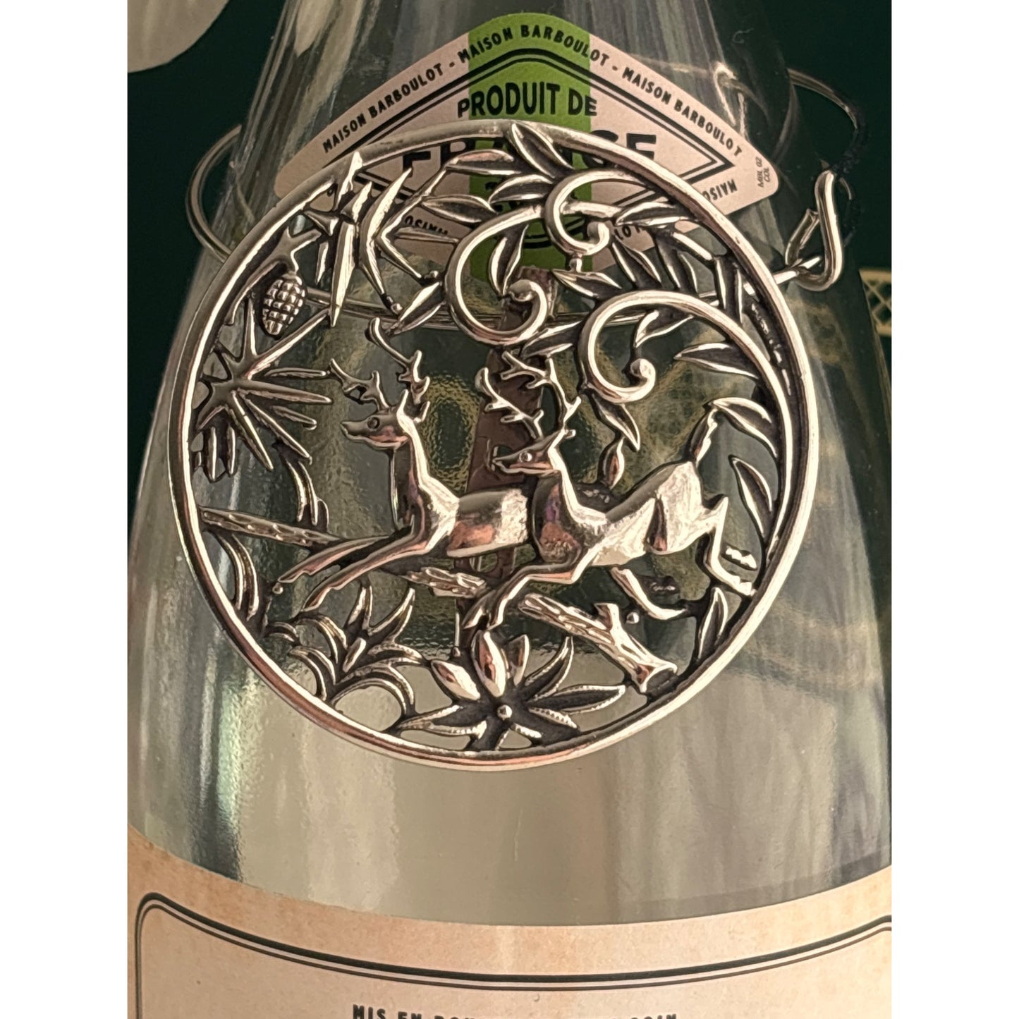 Intricate Silver Reindeer | Wine Bottle Jewelry by Reimagined from the Chateau | Handcrafted with Love