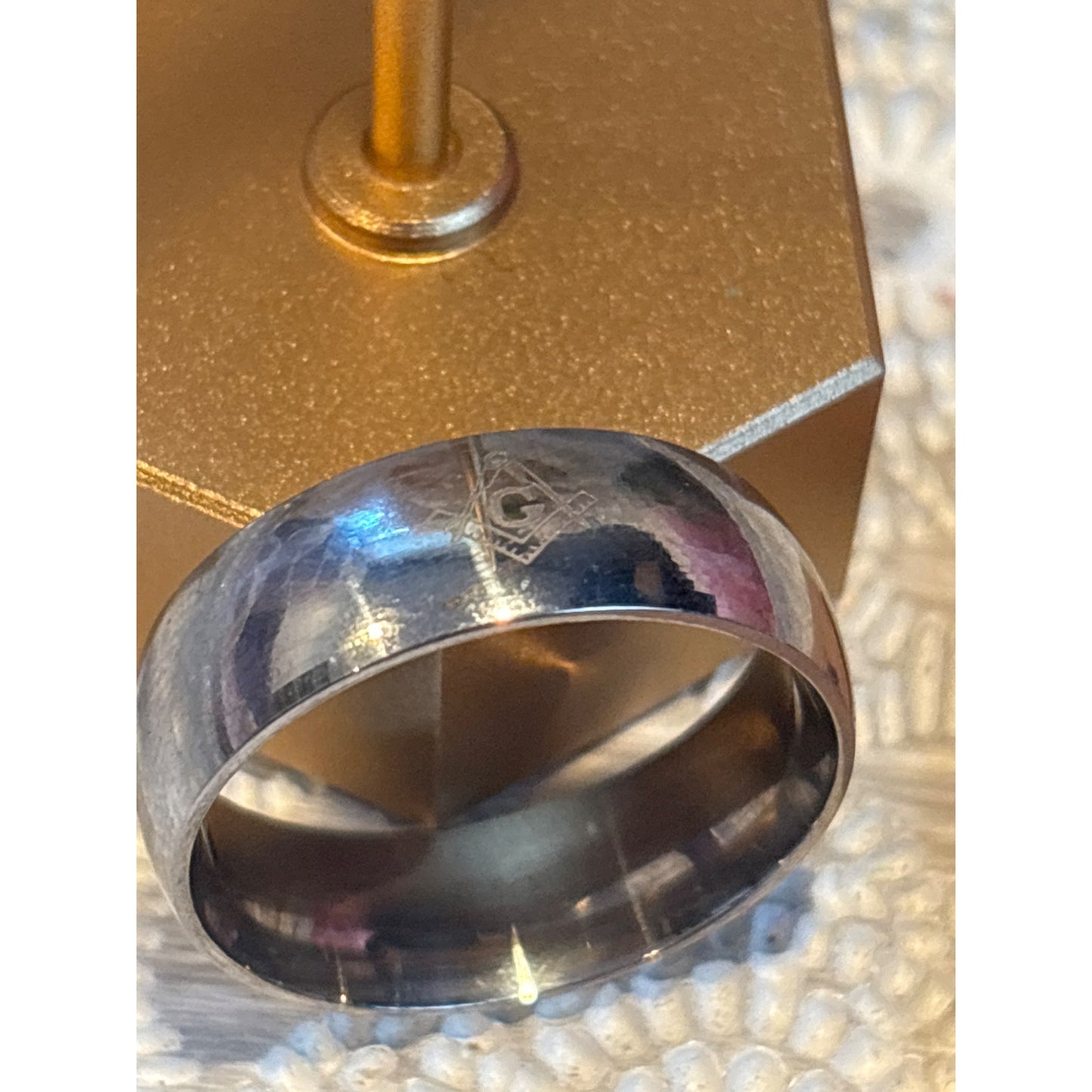 5 Wedding Bands for Men: Set  Rings  Sizes 7-13 Wood Resin Masonic Symbol Silver Band