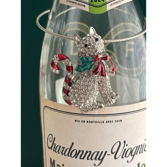 Sparkly Holiday Kitten | Wine Bottle Jewelry by Reimagined from the Chateau | Handcrafted with Love
