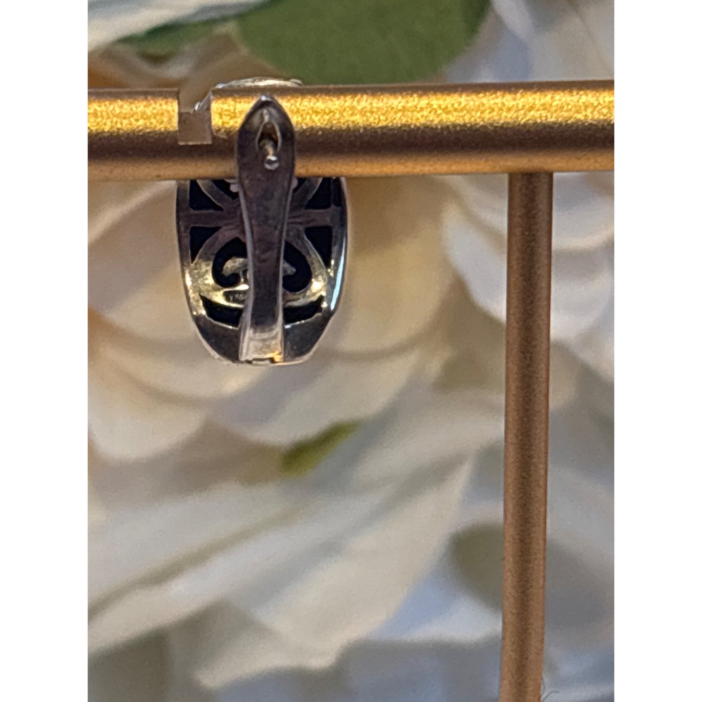 Sterling Silver 925 & Amethyst Pierced Earrings Intricate Filigree Thailand