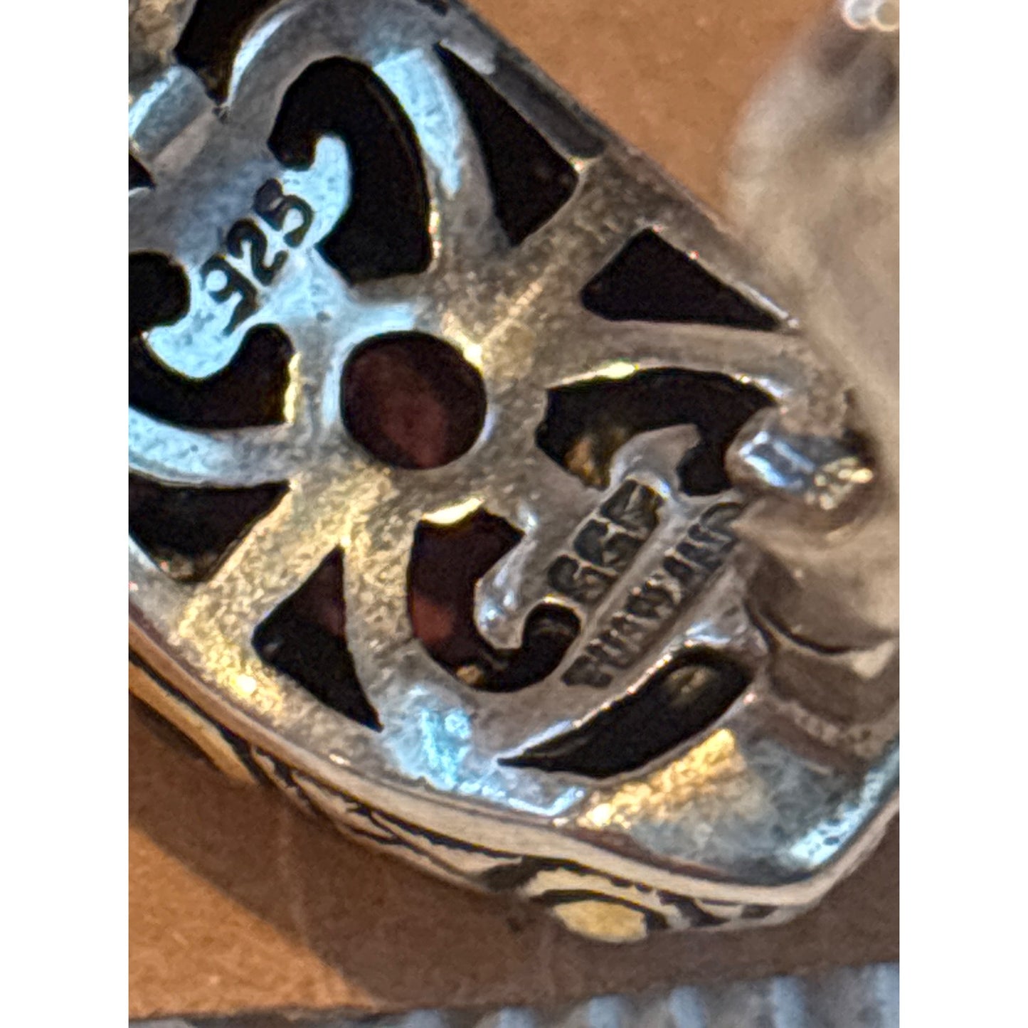 Sterling Silver 925 & Amethyst Pierced Earrings Intricate Filigree Thailand