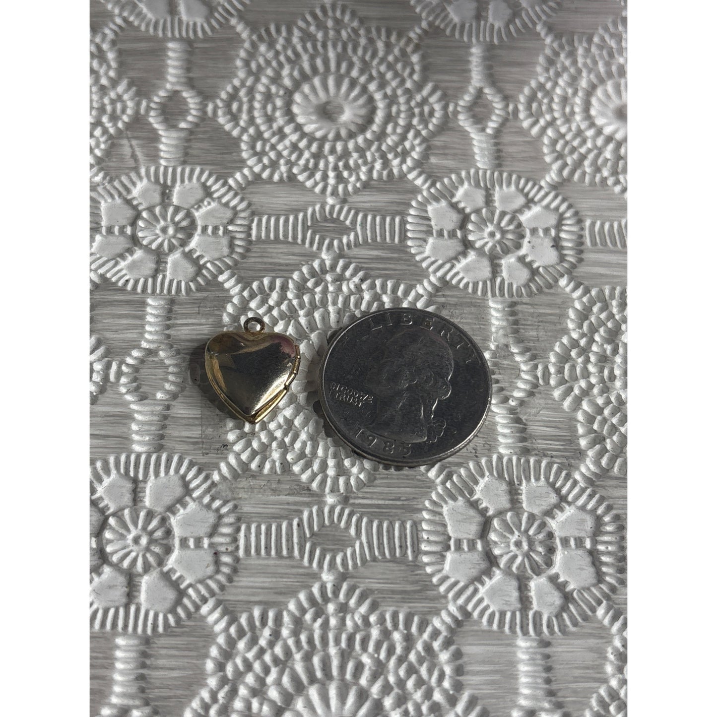 Tiny Photo Locket: Vintage Gold Tone Painted Flowers Purple Green Doll