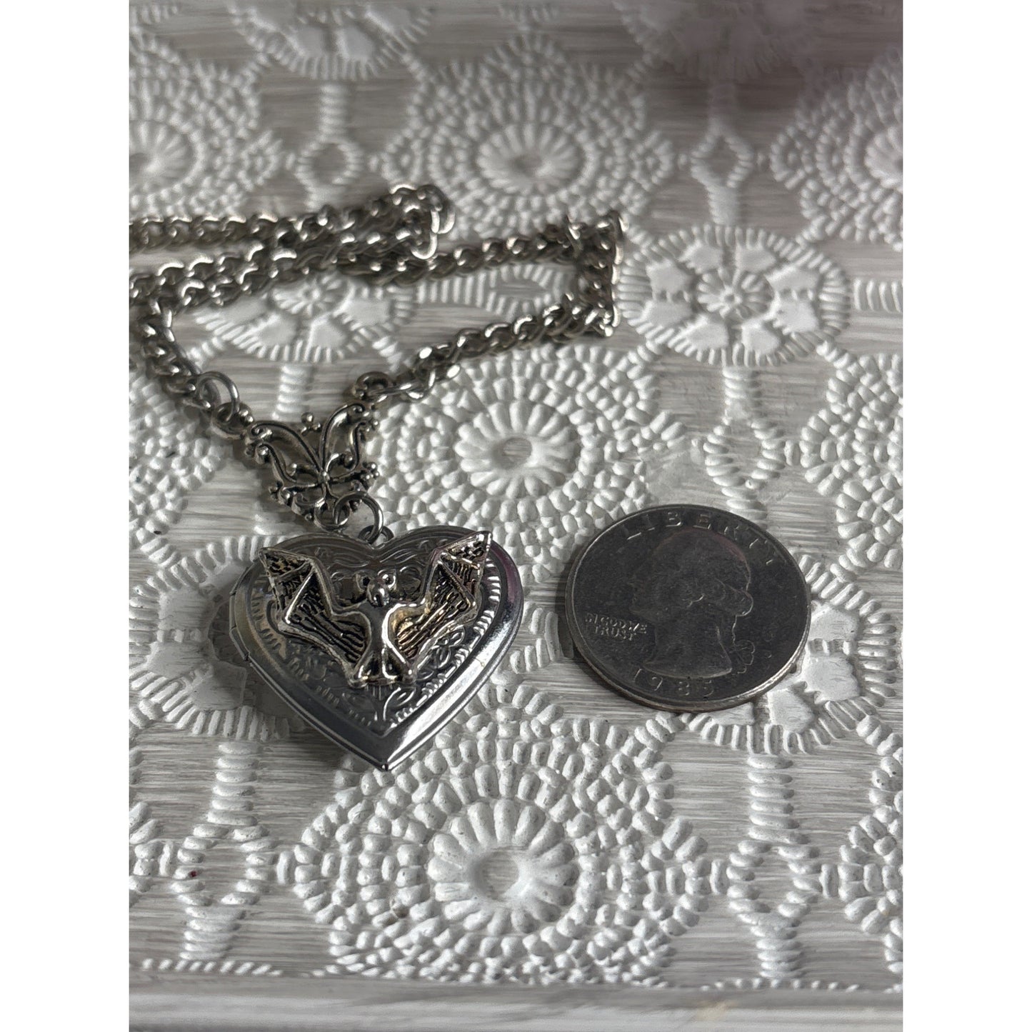 Vintage Photo Locket: Vampire Bat Heart Design Gothic