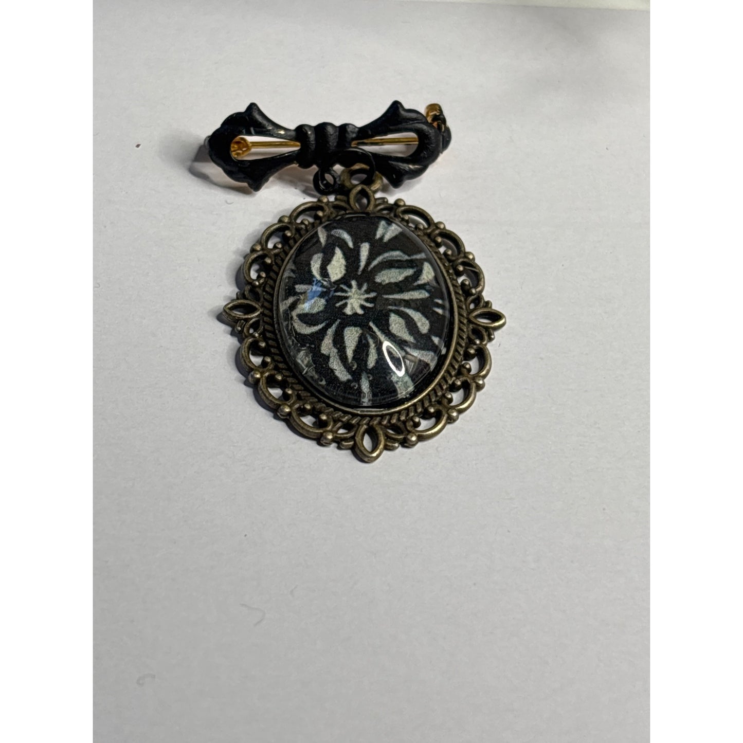 Handmade 18×25 Bridal Bouquet Charm – Original Black & White Floral Art – “Something Meaningful” Keepsake or Mourning Jewelry