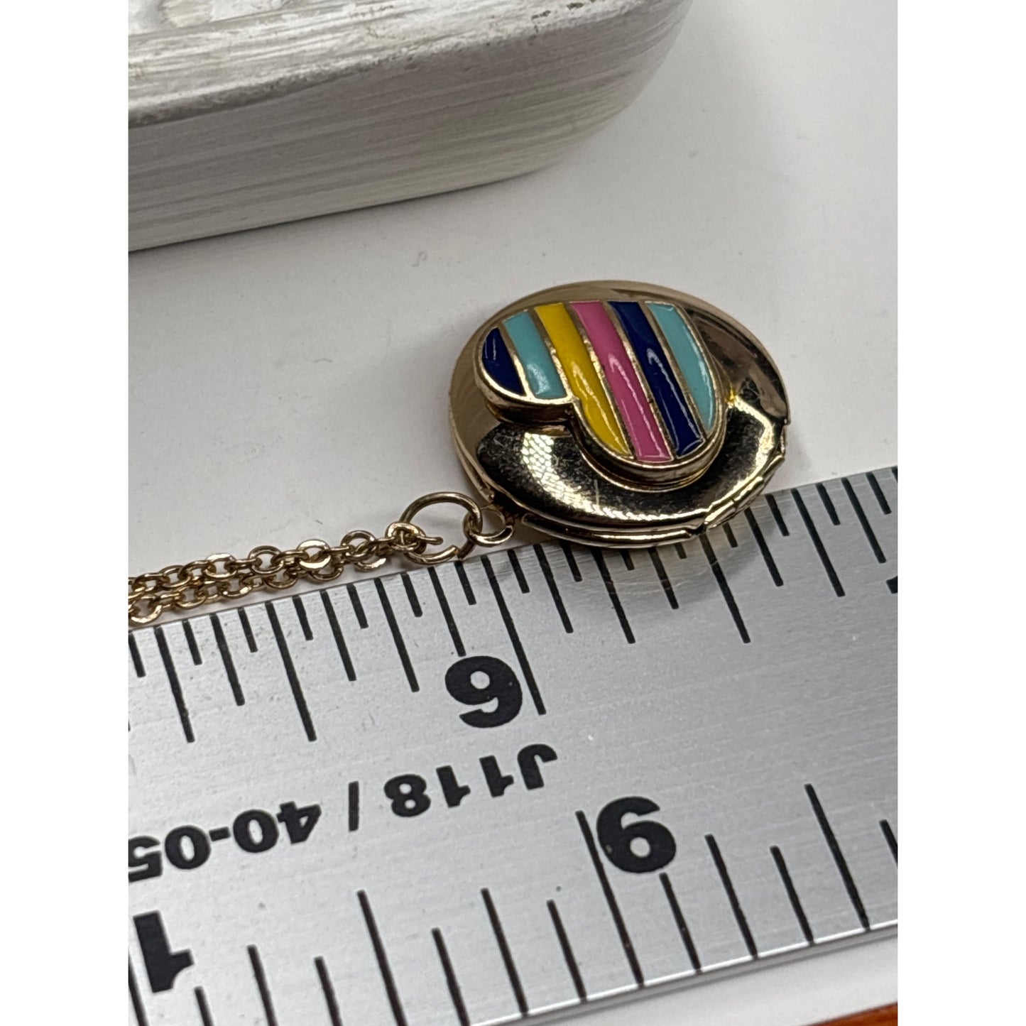 Vintage Style Gold Tone Rainbow Pride Enamel Heart Locket Necklace